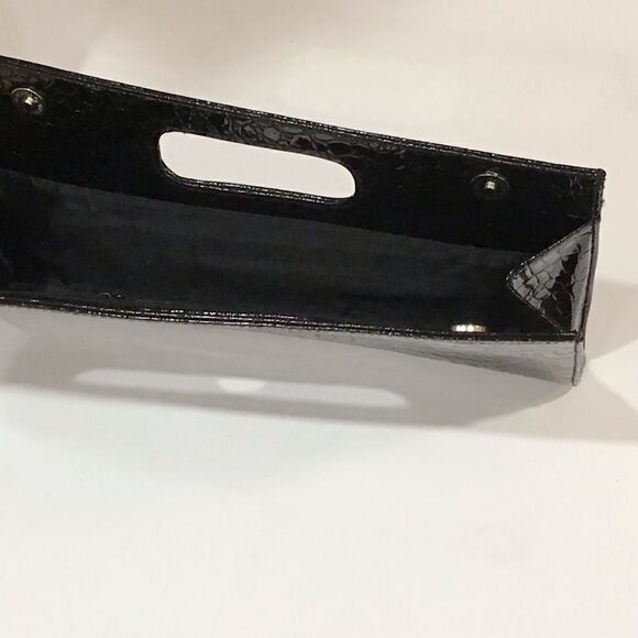 Black Clutch, Faux Croc Patent - Picture 2 of 6